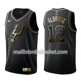 Maillot Homme San Antonio Spurs LaMarcus Aldridge 12 Nike Noir Gold Edition Swingman